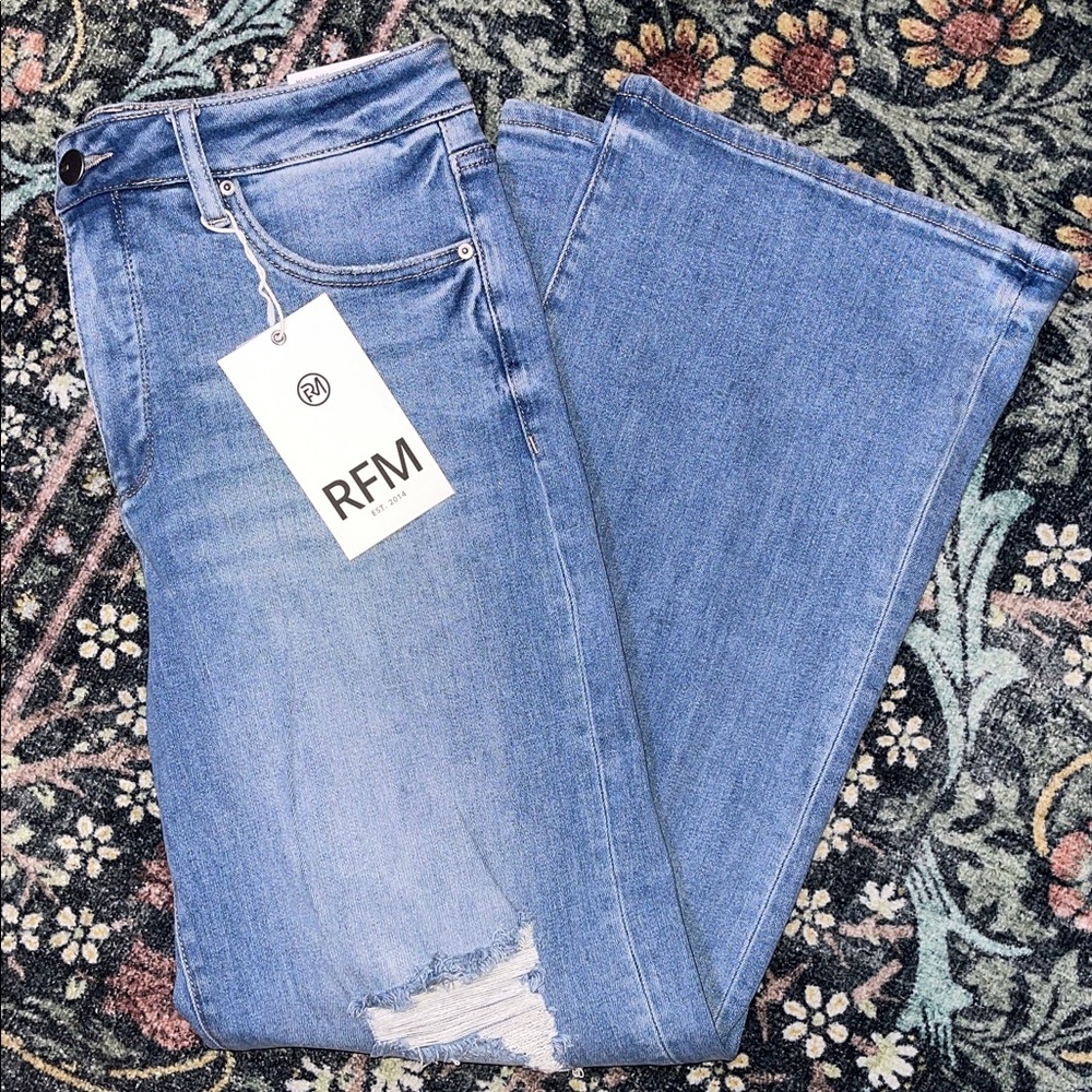 RFM Tummy Control Wide Leg Women's Denim Blue Jeans